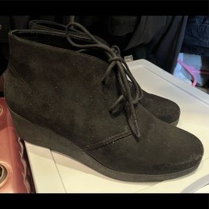 Suede wedge booties